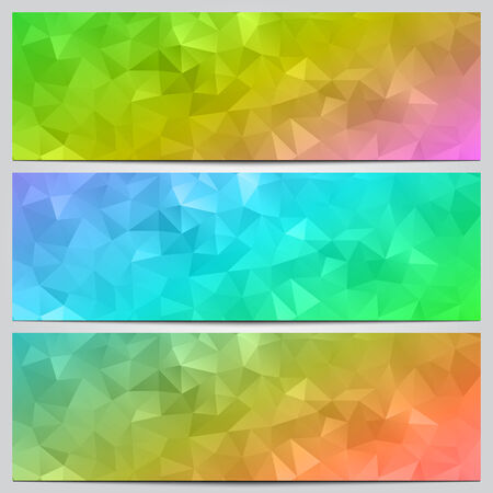 Vector set of multicolor banners with abstract trianglesのイラスト素材