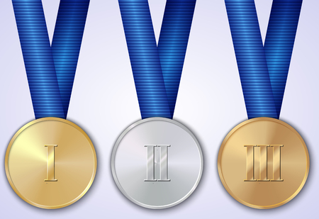 Vector set of sportive award gold, silver, bronze medalsのイラスト素材
