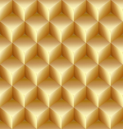abstract gold metallic seamless pattern made from stacked cubesのイラスト素材