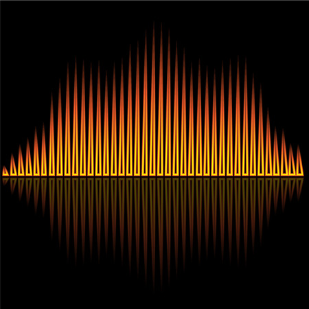Vector illustration of flame flare equalizer bars on black backgroundのイラスト素材