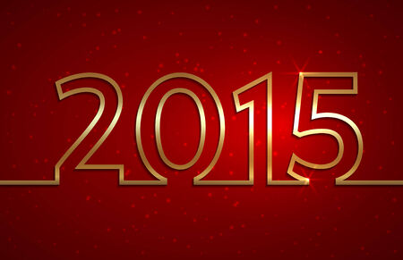 Vector illustration of 2015 new year red greeting billboard with golden wireのイラスト素材
