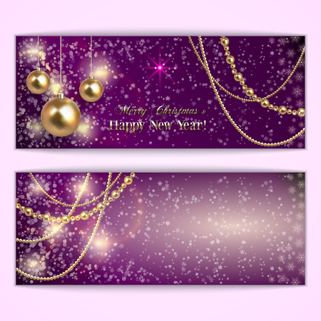 Vector abstract purple Christmas and New Year Greeting or Invitationのイラスト素材