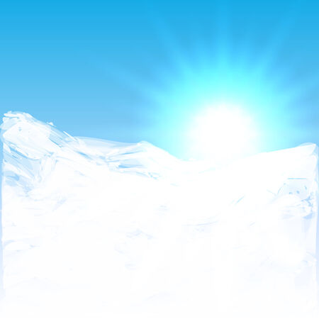 Vector abstract illustration of sun shining above the cloudsのイラスト素材