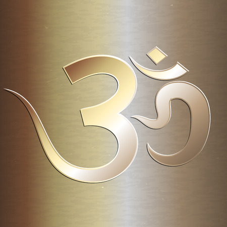 Vector abstract golden background with om mantraのイラスト素材