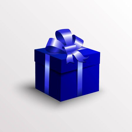 Vector abstract gift box with blue ribbonのイラスト素材