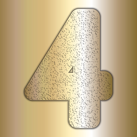 Vector metalic gold digits with grain texture, digit 4のイラスト素材