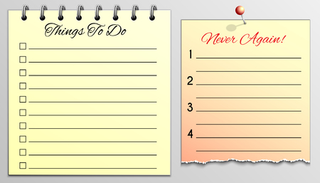 Things To Do List and Never Again in yellow pad paper.のイラスト素材