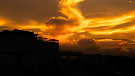 Reddish sky in the nightの写真素材
