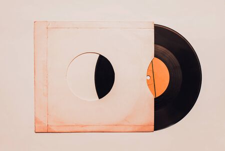 Blank vinyl album cover sleeveの写真素材