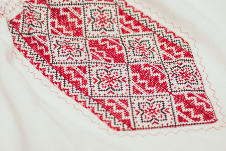 Detail of traditional Ukrainian ethnic ornament clothes