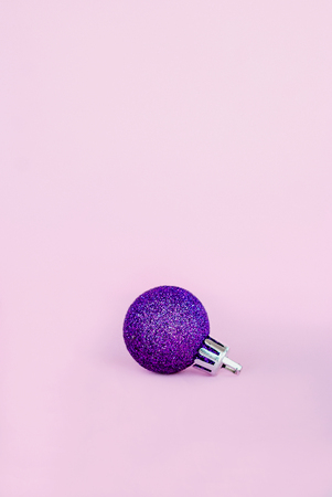 Christmas Ball, Purple, isolated on pink backgroundの写真素材