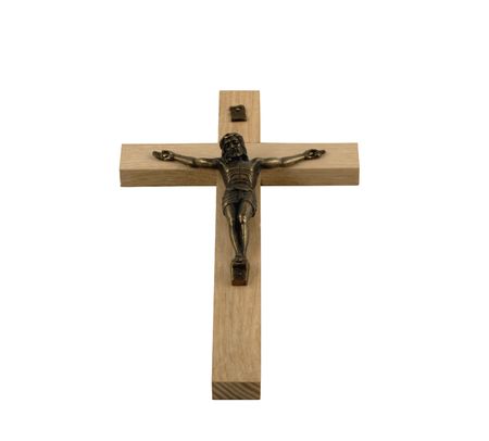 Jesus crucified on a wooden crossの写真素材