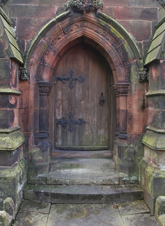 door to north porch St. Giles church, Cheadle by Puginの写真素材