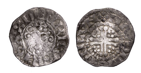 hammered silver penny of Henry III found with metal detectorのeditorial素材