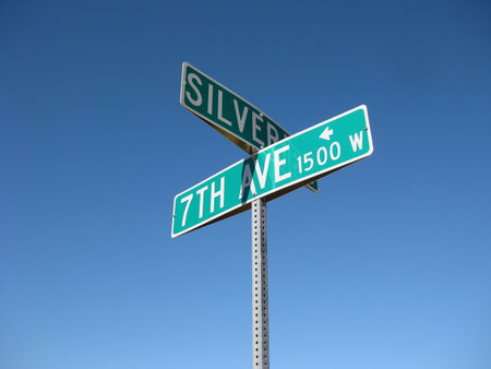 Street Corner Signs Intersection of Silver and 7th Aveの写真素材