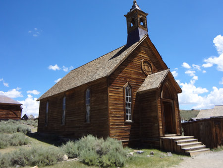 Bodie Ghost Town, Old Wooden Church in the Desertの写真素材