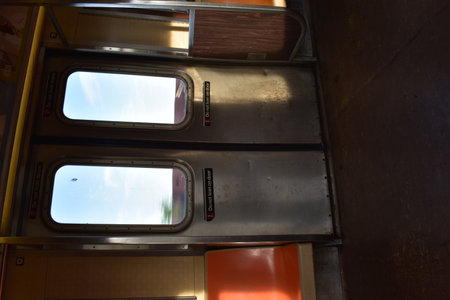 Entrance and Exit Door, Riding on the New York Subway Train
