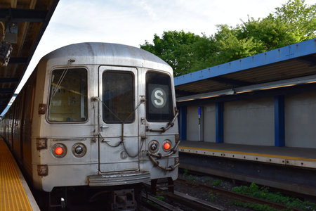 New York City Subway Train, S Line at Station