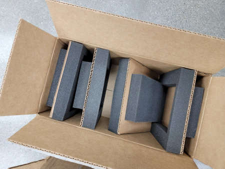 Packing Foam in a Cardboard Box, Shipping Material for Small Businessの写真素材