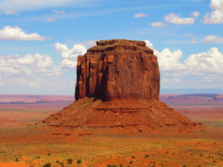 Steep Red Rock Formation in Monument Valley, Classic Southwestern View