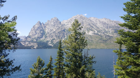 Scenic View of Jenny Lake at Grand Teton National Parkの写真素材