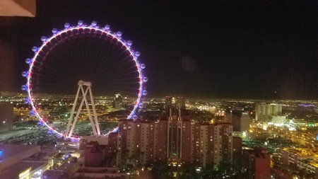Las Vegas Lights, Pods on Giant Ferris Wheel Lit Up, High Rollerの写真素材