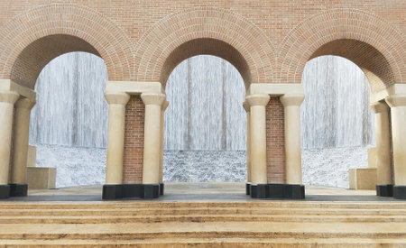 Water Wall Arches at Gerald D. Hines Waterwall Park, Houston, Texas, USAの写真素材