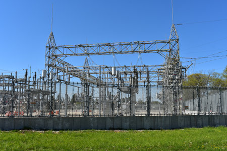 Electrical Power Plant Substation Burlington, Wisconsinの写真素材