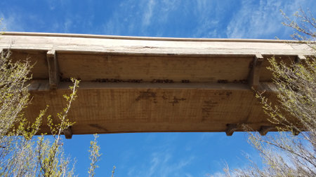 View from Under a Bridge in Arizona, Looking Up at the Blue Skyの写真素材
