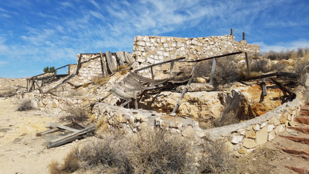Back Side of the Ruins of a Zoo Building at the Ghost Town of Two Guns, Arizonaの写真素材