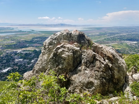 Rocky Outcrop or Boulder, Geology Along Farmington Trails, Salt Lake City, Utahの写真素材