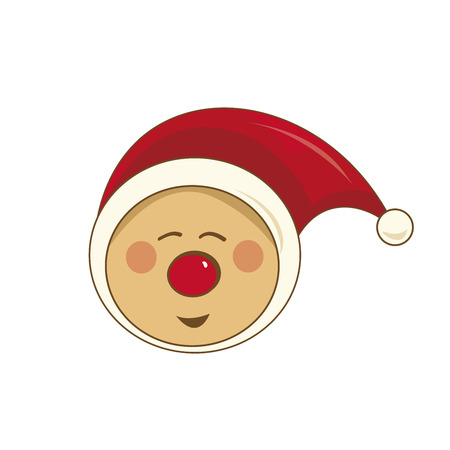 Happy Christmas pixie with red nose and hatのイラスト素材