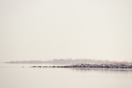 Lake landscape a quiet winter morningの写真素材