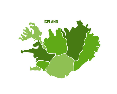 Vector illustration of a green Iceland mapのイラスト素材