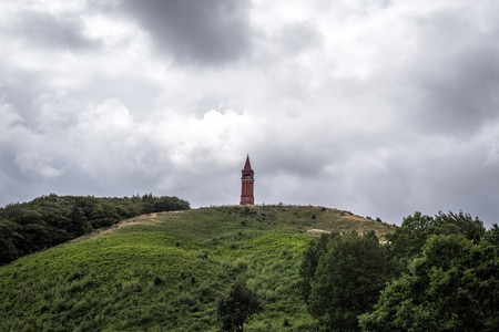 The Sky Mountain by the lake Gudenaaen in cloudy weather.の写真素材