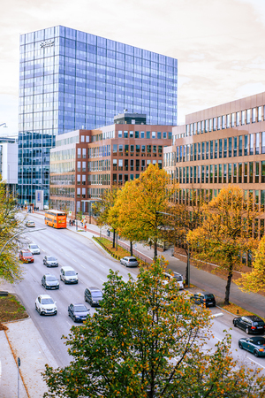 Hamburg, Germany - October 19 - 2014: Big city traffic scene from Hamburgのeditorial素材