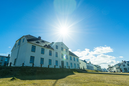 REYKJAVIK, ICELAND - APRIL 9 - 2016: Reykjavik government resident stjornarradshusidのeditorial素材