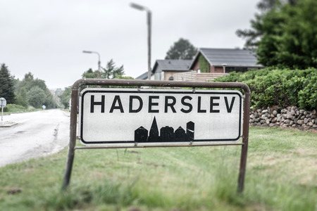City sign of Haderslev in Denmarkの写真素材