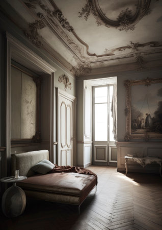 Inviting interior of a beautiful and stylish apartment, featuring soft furnishings, warm lighting, and tasteful decor. The space exudes comfort and coziness, inviting inhabitants to relax and unwind in its inviting atmosphere.. AI generative illustrationの素材