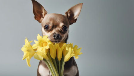 The essence of spring and nature visualized by morning sunshine on a bright day in April with colorful blooming flowers. AI generative illustrationの素材