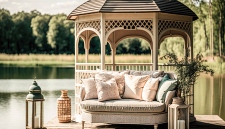 Essence of a perfect summer holiday, with a colorful and vibrant setting. The bright sunshine casts a warm glow over the scene, and the main subject can be seen enjoying themselves, engaging in various activities. The setting is idyllic, with classic summer environment. This picture is the epitome of a relaxing and fun-filled vacation, ideal for anyone looking to unwind and have a good time. AI generative illustrationの素材