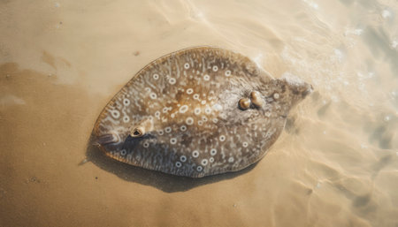 Beauty of the Danish coastline in the summertime. The sandy shore with classic nordic beach elements completes this beautiful scene. AI generative illustrationの素材