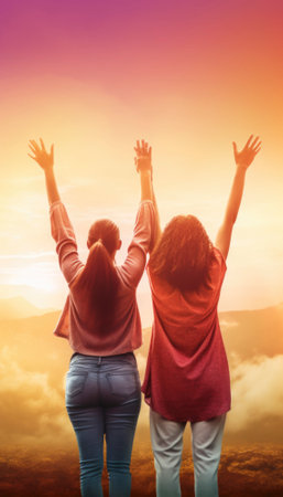 Outdoor festival event captures the essence of pure joy and celebration. People partying and, having fun under the warm sun. The colorful decorations, festive music and lively atmosphere create a sense of happiness that is contagious and uplifting AI generative imageの素材