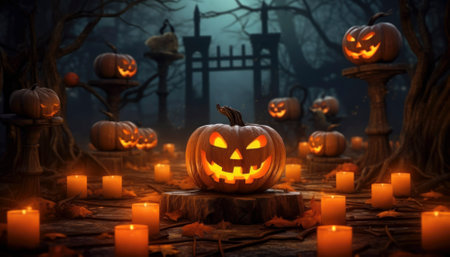 Cute yet devilishly wicked! Embrace the spooky spirit with our Halloween pumpkin - a perfect blend of adorableness and mischief. Get ready for a hauntingly fun night! #SpookySeason. Generative AI illustrationsの素材