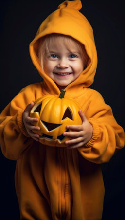 Cute yet devilishly wicked! Embrace the spooky spirit with our Halloween pumpkin - a perfect blend of adorableness and mischief. Get ready for a hauntingly fun night! #SpookySeason. Generative AI illustrationsの素材