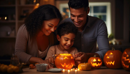 Spooky Fun! Join our Halloween extravaganza! Kids dressed to thrill, ready for trick-or-treat adventure! Ghostly goodies, hauntingly happy memories. Don't miss the frightful fun! #HalloweenWithKids. Generative AI illustrationsの素材