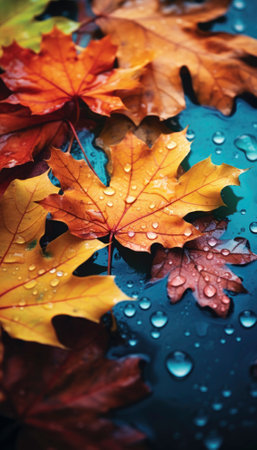 A stunning stock image captures the beauty of autumn with its vibrant and warm-hued foliage, creating a picturesque scene of nature's breathtaking transformation. Generative AI illustrationsの素材