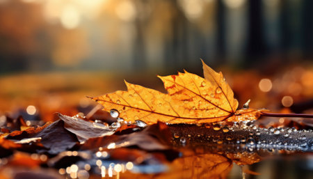 A stunning stock image captures the beauty of autumn with its vibrant and warm-hued foliage, creating a picturesque scene of nature's breathtaking transformation. Generative AI illustrationsの素材