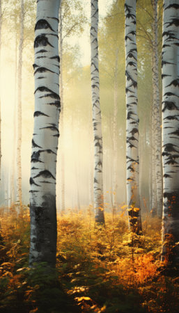 A stunning stock image captures the beauty of autumn with its vibrant and warm-hued foliage, creating a picturesque scene of nature's breathtaking transformation. Generative AI illustrationsの素材