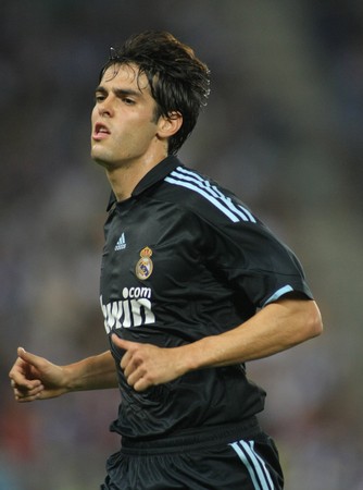 Brazilian player Kaka of Real Madrid in action during a Spanish League match against RCD Espanyol at the Estadi Cornella-El Prat on September 12, 2009 in Barcelona, Spainのeditorial素材